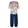 thumbnail image 5 of DailyTrove Women's Long Sleeve Floral Print Top & Pant Set - Patterned, Loose Fit, Summer & Weekend Wear,Navy, 5 of 5