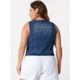 thumbnail image 4 of DARING DIVA Women's Plus Size V Neck Washed Distressed Denim Vest 1X Blue, 4 of 6