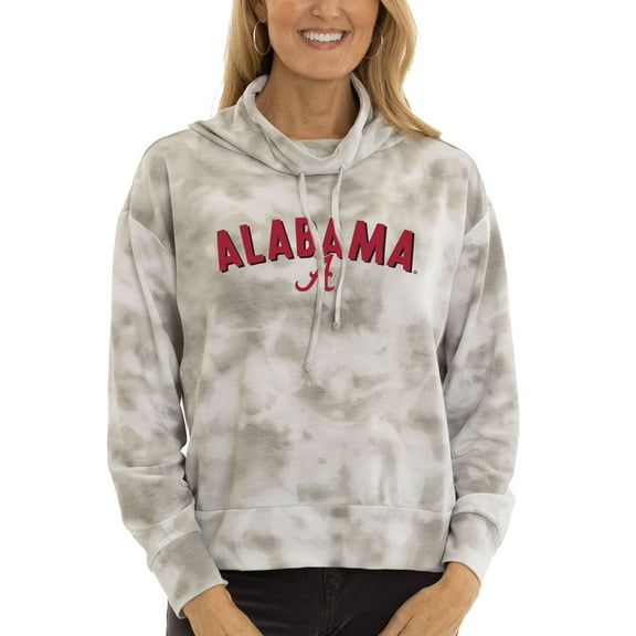 Women's Gray Alabama Crimson Tide Maddie Tie-Dye Tri-Blend Pullover Hoodie