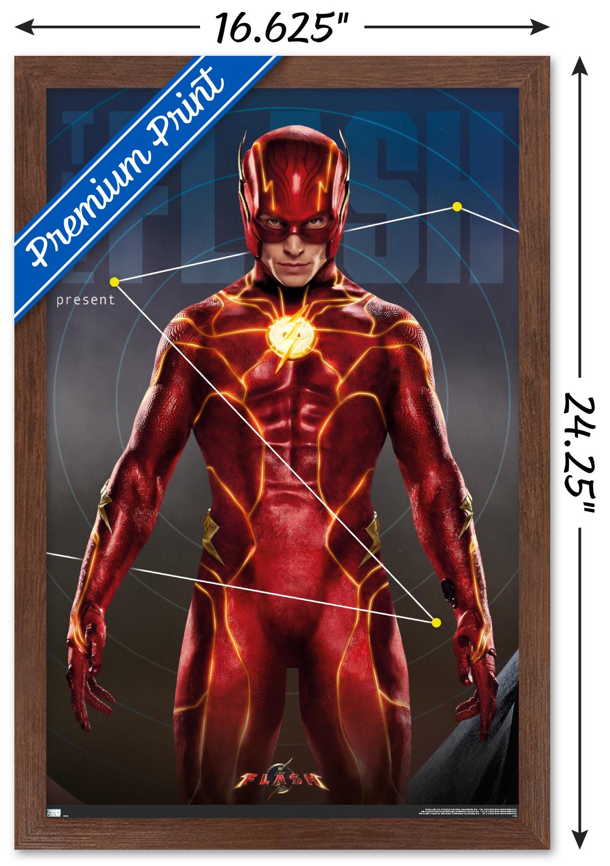 DC Comics Movie The Flash - The Flash Triptych Wall Poster, 14.725" x 22.375" Framed