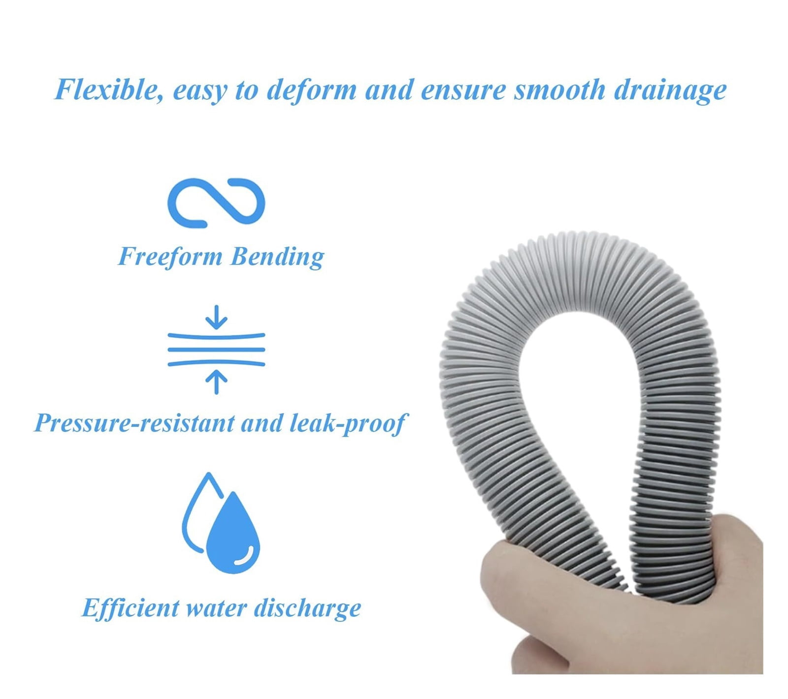 10ft Washing Machine Drain Hose Extension Kit - Universal for Washer, Dishwasher & Dehumidifier, 7-Piece Set with U-Bracket, 4 Clamps & Adapter