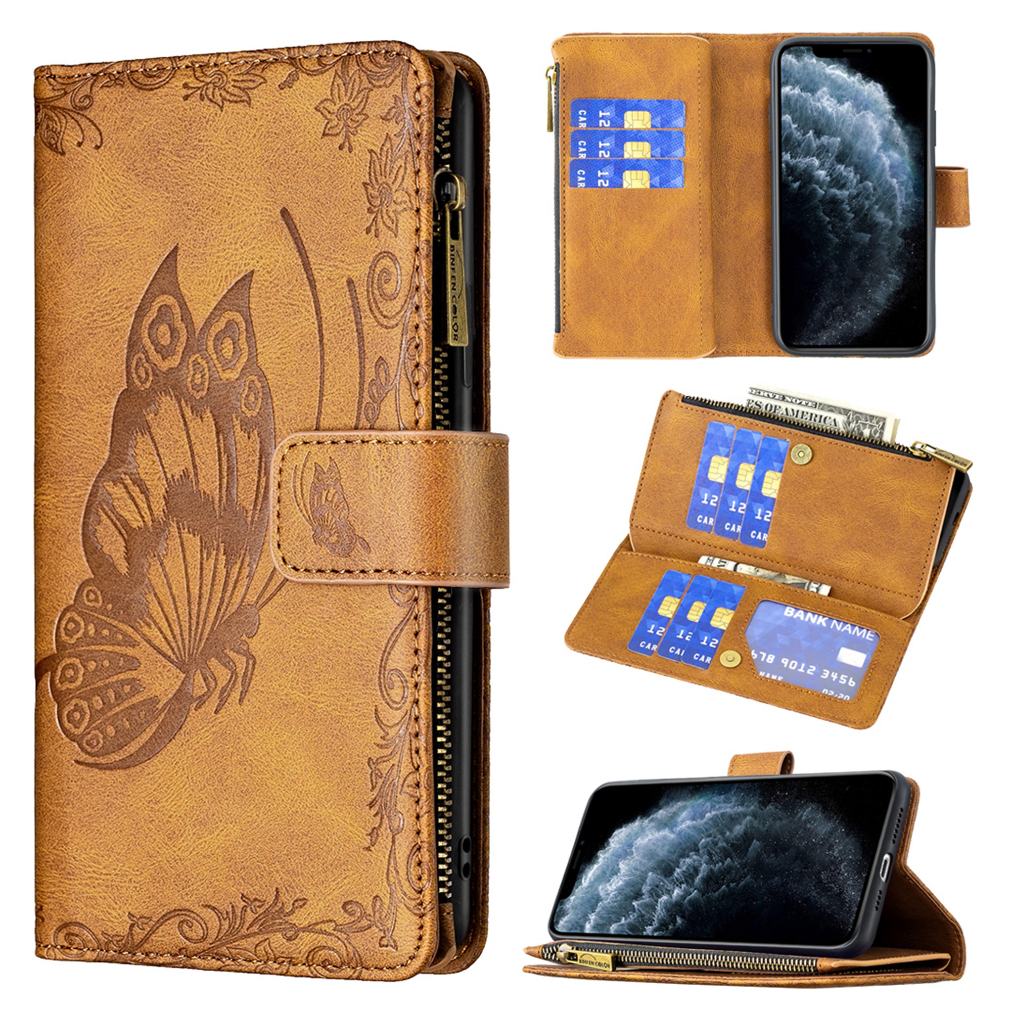 iPhone XS Wallet Case, iPhone X Case, Dteck Embossed Butterly Premium