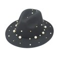 thumbnail image 4 of IDALL Bucket Hats Fedora Hats for Women Ladies Fashion Fedora Hat Panama Hat With Handmade Pearls Beach Hat Black One Size, 4 of 9