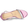 thumbnail image 4 of Sandalias Tacones Gruesos Allegra K Diamantes de Imitación Correa de Tobillo Rosado 39, 4 of 6