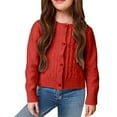 thumbnail image 2 of YunPes Cable Knit Cardigan for Girls Button Down Crewneck Long Sleeve Crop Sweater Fall Winter Lightweight Warm Tops, 2 of 3
