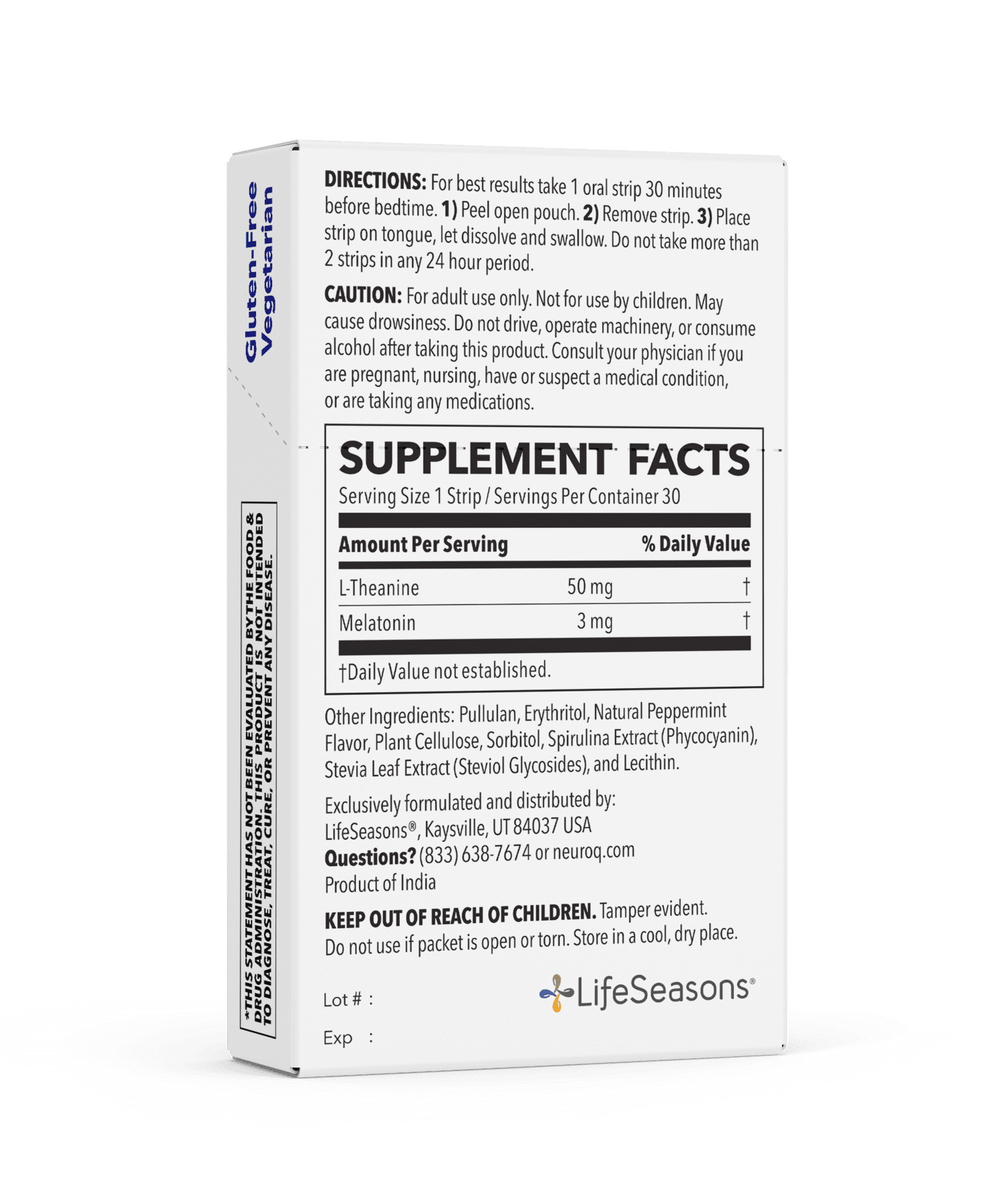 LifeSeasons NeuroQ Sleep Now, Natural Sleep Support, 30 Mint Oral