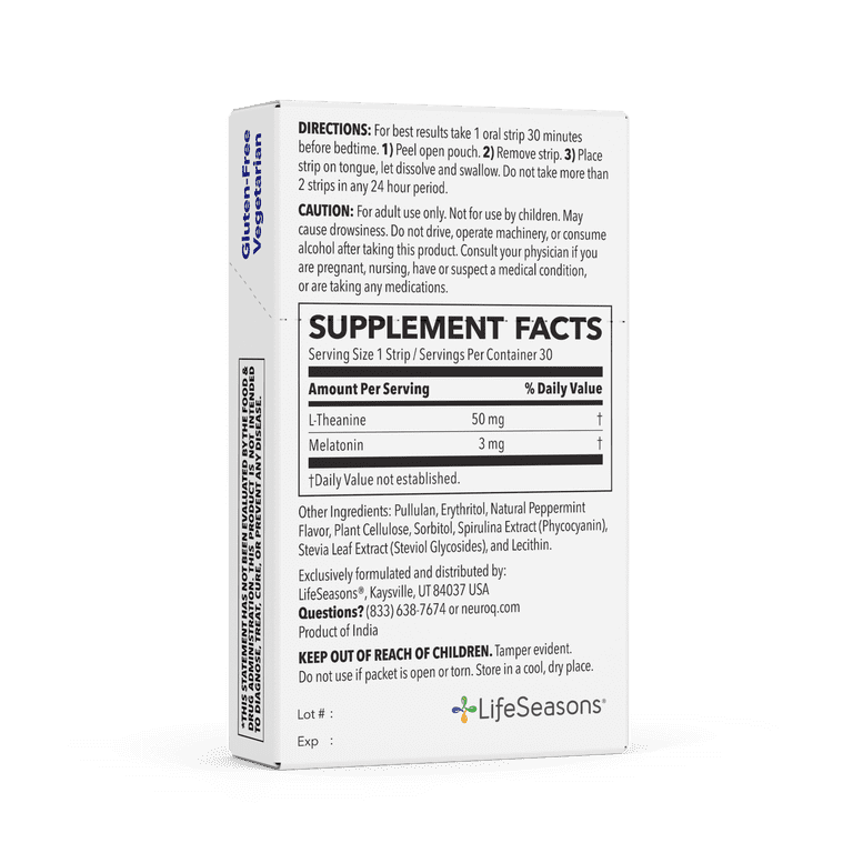 LifeSeasons NeuroQ Sleep Now, Natural Sleep Support, 30 Mint Oral