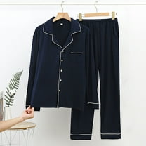 Hvyesh Men Modal Cotton Pajamas Set,Spring Fall Sleepwear NightWear Suit Casual Button Down Long Sleeve Tops with Pants 2 Piece Pjs Set Soft Loungewear