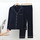thumbnail image 1 of Hombres Casual Solid Cardigan Mangas largas Ropa de dormir Tops y pantalones Turndown Suit Pompotops  qyievc6940, 1 of 3