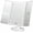 White, variant on Tri-fold Lighted Vanity Makeup Mirror with 3x/2x Magnification,21 LEDs Light and Touch Screen,180 Degree Free Rotation Countertop Cosmetic Mirror,Travel (Rose Gold)