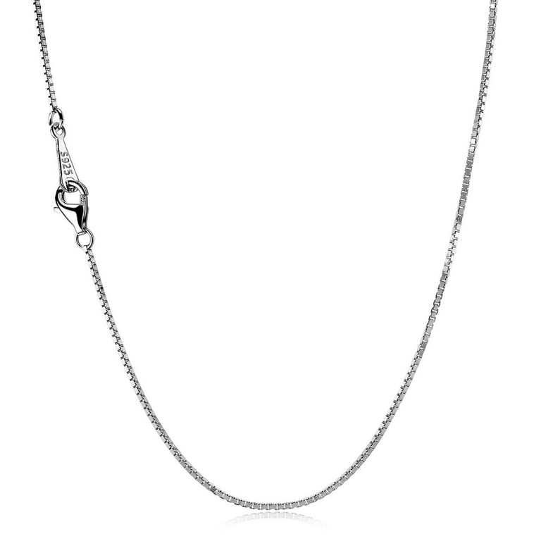 AllenCOCO 0.8mm Sterling Silver Chain Necklace Thin Italian Box Chain  Silver Necklace with lobster clasp Perfect Replacement for Pendant 16