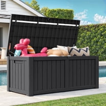 Dextrus Outdoor 120 Gallon Resin Deck Box, Dark Grey