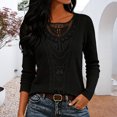 thumbnail image 2 of CAIXIA Long Sleeve Shirts for Women Boho Tops Trendy Blouses Dressy Casual Lace Tops Fall Outfits Fashion Winter Clothing Tunic Tops Loose Fit Business Casual Outfits, 2 of 6