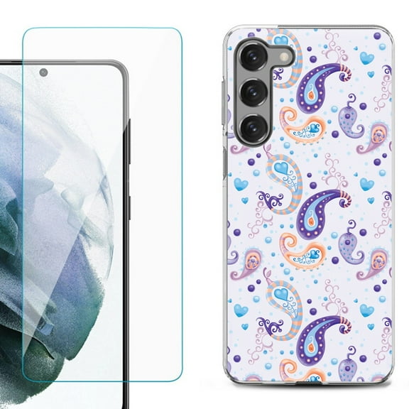 Shockproof Fashion Phone Case for Samsung Galaxy S23 5G, by OneToughShield ® - Paisley Purple
