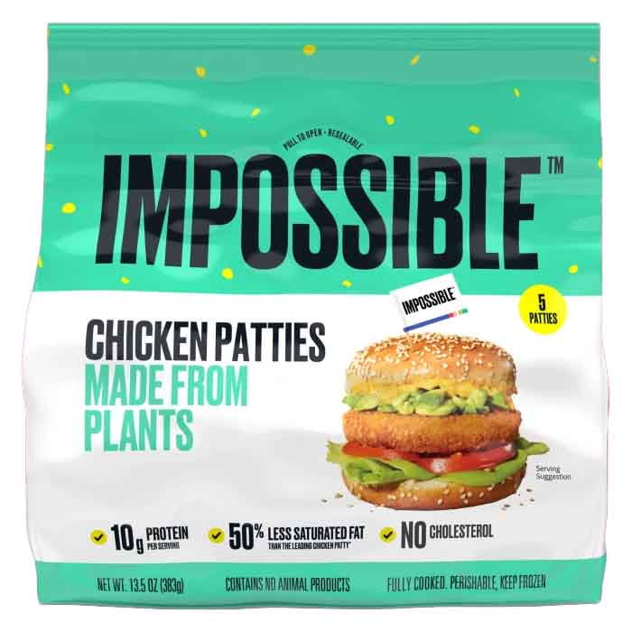 Impossible Foods Chicken Patties , 13.5oz Pack of 8