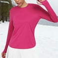 thumbnail image 6 of Ltctricy Workout Tops for Women Long Sleeve Crewneck Curved Hem Athletic T Shirts Running Yoga Tees with Thumb Holes(Hot Pink,Medium), 6 of 7