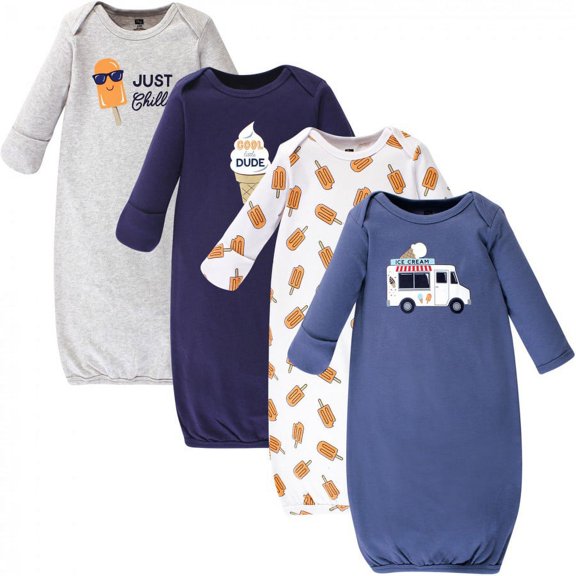 Hudson Baby Infant Boy Cotton Gowns, Ice Cream Truck, Preemie-Newborn