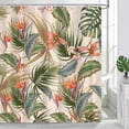 thumbnail image 4 of Tropical Shower Curtain for Bathroom, Green Palm Tree Flower Plant Boho Banana Monstera Sage Beige Shower Curtains Set, Fabric Bathroom Accessories with Hooks, 60x72in, 4 of 7