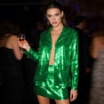 thumbnail image 7 of Women's Sequin Jackets Open Front BlazerSparkly Cardigan Coat & Skirt 2 Pcs Set (Green S), 7 of 7