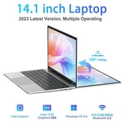 14.1in Windows 11 Pro Laptop, 8GB DDR4, 512GB SSD Computer, Intel Celeron, 1920x1080, 1TB Expansion, Silver