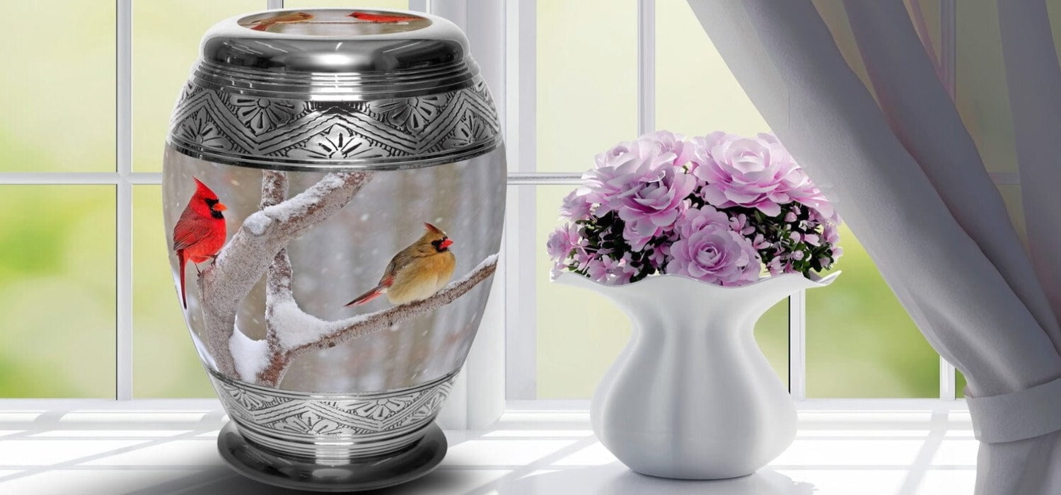 Cozy Cardinals Urns for Cremation Ashes Large Urn XL or Small Keepsake Urns for Human Ashes & Urns for Human Ashes for Home or Burial Small Urns for Human Ashes Keepsake Set of 4