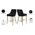 thumbnail image 4 of Meridian Furniture Owen 28"H Velvet Bar Stool in Black (Set of 2), 4 of 5
