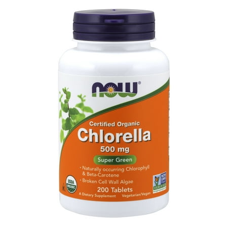 NOW Supplements, Organic Chlorella 500 mg with naturally occurring Chlorophyll, Beta-Carotene, mixed Carotenoids, Vitamin C, Iron and Protein, 200 (Best Foods For Iron And Vitamin C)