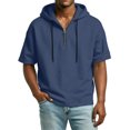 thumbnail image 5 of Hogleaql Men's Short Sleeve Hoodies 1/4 Zipper Lightweight Shirts Fashion Loose Drawstring Hooded Sweatshirt Outfits Navy 3XL, 5 of 8