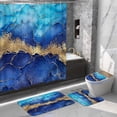 thumbnail image 4 of Dznils Marble Shower Curtain and Bath Rug Set, Modern Fabric Bathroom Curtain Sets, 72" x 72", Blue, 4 of 9