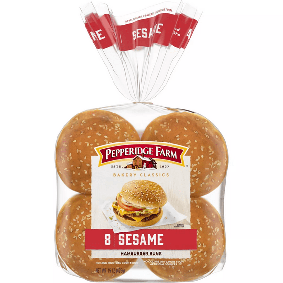 Pepperidge Farm Sesame Topped Hamburger Buns, 3-Pack 8 Count Bags