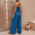 thumbnail image 4 of Hurxie Strapless Jumpsuit for Women Summer Casual Off Shoulder Wide Leg Romper with Pockets Navy,2XL, 4 of 6