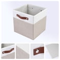 thumbnail image 2 of Unique Bargains Storage Cube Fabric Storage Bin with Handles Khaki 11*11*11in, 2 of 6