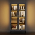 thumbnail image 6 of RGB LED Glass Display Cabinet, 4-Tier Storage with Glass Doors, Motion Sensor & USB Port, Decorative Storage Cabinet for Collectibles, Books in Living Room Corner, 6 of 9