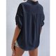 thumbnail image 4 of Camisa de negocios informal para mujer, media manga, cuello vuelto, bolsillos en el pecho con un solo pecho, Top holgado, azul purpúreo S, 4 of 6