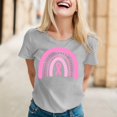 thumbnail image 2 of Hauts de Printemps pour Femmes Rose Imprimé Manches Courtes Col Rond T-Shirt Haut Blouse Décontractée T-Shirts Surdimensionnés pour Femmes Gris S, 2 of 4