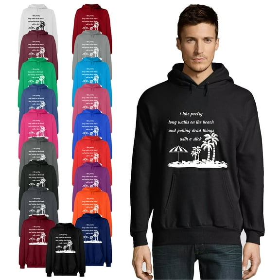 OXI Hoodie Sweatshirt - I Like Poetry Long Walk On The Beach, Basic Casual Hoodie for Men's and Women Fleece Hoodie Long Sleeve - Antiquee Cherry Small