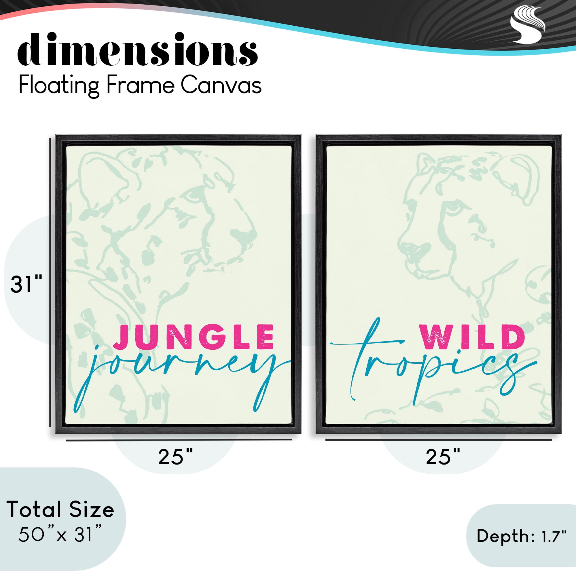 Stupell Industries Wildlife Phrases Cheetahs 2 Piece Black Framed Floater Canvas Set, design by Lanie Loreth