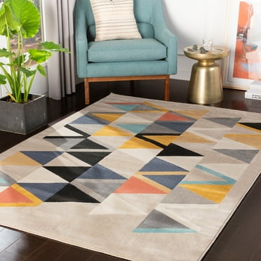 Surya City CIT-2350 63 x 87" Rectangle Modern Fabric Rug in Multi-Color