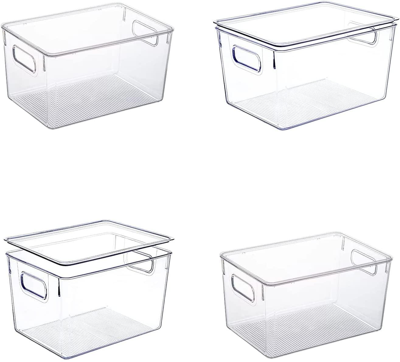 LANGM Clear Plastic Storage Bins With Lids Perfect for Kitchen or