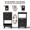 thumbnail image 4 of YDN Modern Tall Nightstand Set of 2 - Bedside Table with Fluted Design & Charging Station, Wooden Bedsides End Table with Large Open Shelf for Bedroom, Living Room,Black, 4 of 11