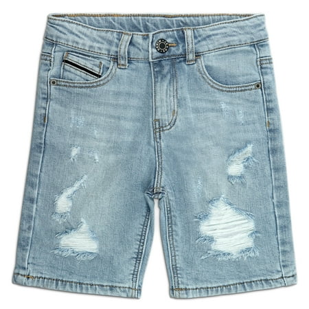 KIDSCOOL SPACE Baby Boys Summer Denim Shorts Ripped Soft Elastic Band Inside Half Jean Pants Light Blue 7-8 Years