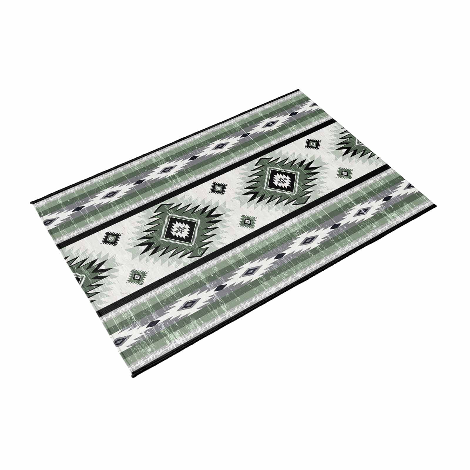Sage Green Boho Outdoor Rug for Patio/Deck/Porch, Non-Slip Large Area Rug 6 x 9 Ft, Southwestern Ethnic Aztec Retro Geometric Indoor Outdoor Rugs Washable Area Rugs, Camping Rug Carpet Runner