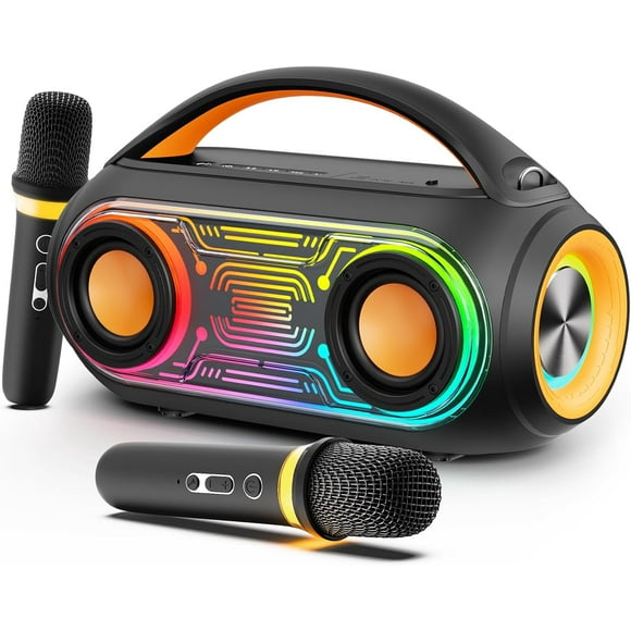 Bocina Bluetooth JYX, Altavoz Portátil Inalámbrico para Fiestas con Deslumbrantes Luces LED, 2 Micrófonos y 6 Modos de Voz, Altavoz Bluetooth, D51-T