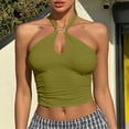 thumbnail image 2 of Womens Tank Tops Party Camisole Backless Slim Fit Summer Tops Halter Neck Sleeveless Solid Color Clothes Casual Trendy Beach Everyday Wear,Green,L, 2 of 5