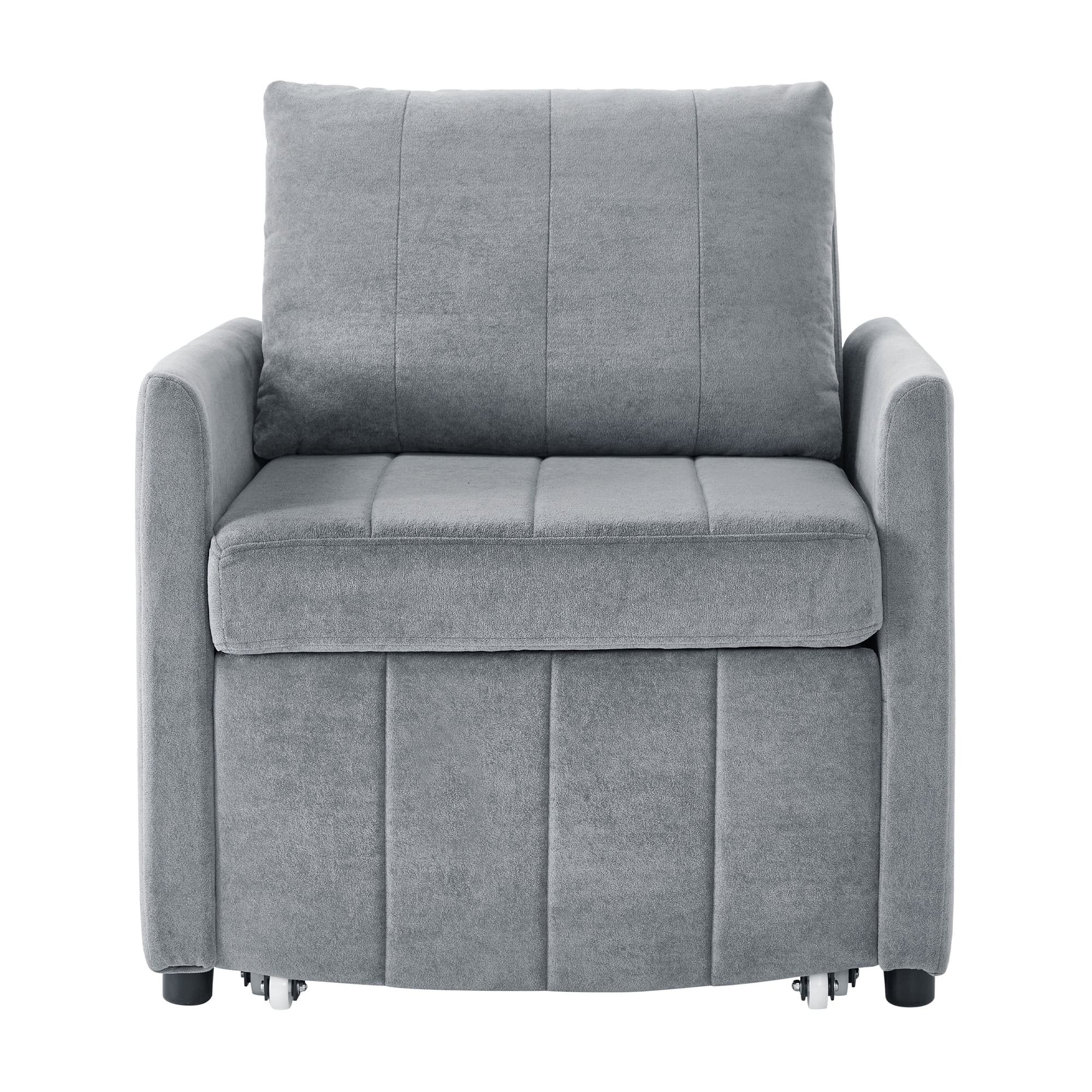 Euroco Multi-Functional Convertible Sofa Bed Chair with 5 Reclining Positions, Hidden Storage, Chenille Upholstery, and Side Pockets – Space-Saving Sleeper for Small Spaces