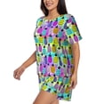 thumbnail image 3 of Womens Pajama Sets With Pocket, Graffiti Pineapples On Neon Lounge Sets Short Sleeve Sleepwear PJ Sets for Women, 3 of 6