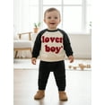 thumbnail image 4 of BemeyourBBs Toddler Baby Boy Girl Valentines Day Outfits Lover Boy Letter Long Sleeve Pullover Sweatshirt Tops Stripe Pants Set Spring Fall Winter Clothes, 4 of 9
