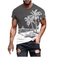 thumbnail image 1 of Camisetas de Manga Larga para Hombres Imprimir Fallow Cuello Redondo Camiseta, Moda Casual Manga Corta Mezcla de Algodón/Lino, 1 of 9
