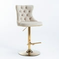 thumbnail image 3 of A&amp;A Golden Velvet Bar Stools Set of 2 - Adjustable Height, Beige. Modern Tufted Backs for Kitchen Island, Pub. Swivel Design, Comfortable Seating., 3 of 18