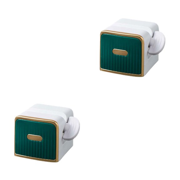 Maytalsory Wall-mounted Stick-on Toothpaste Squeezer Dust-proof Dispenser Cleaning Rolling Holder Bathroom Household Washroom Green 2Set